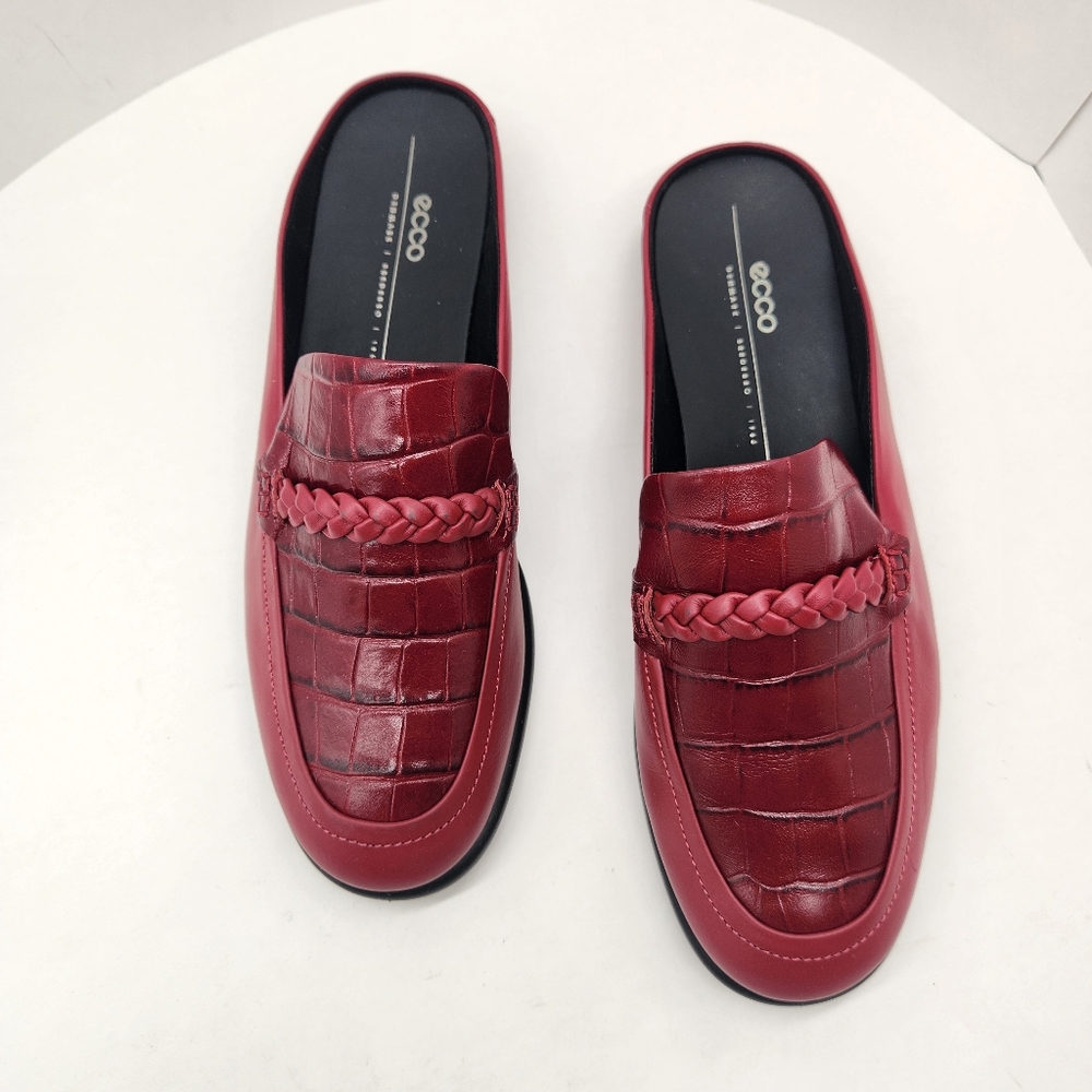 Ecco mules women's 10 red burgundy leather Sculpted LX preppy comfort new $175